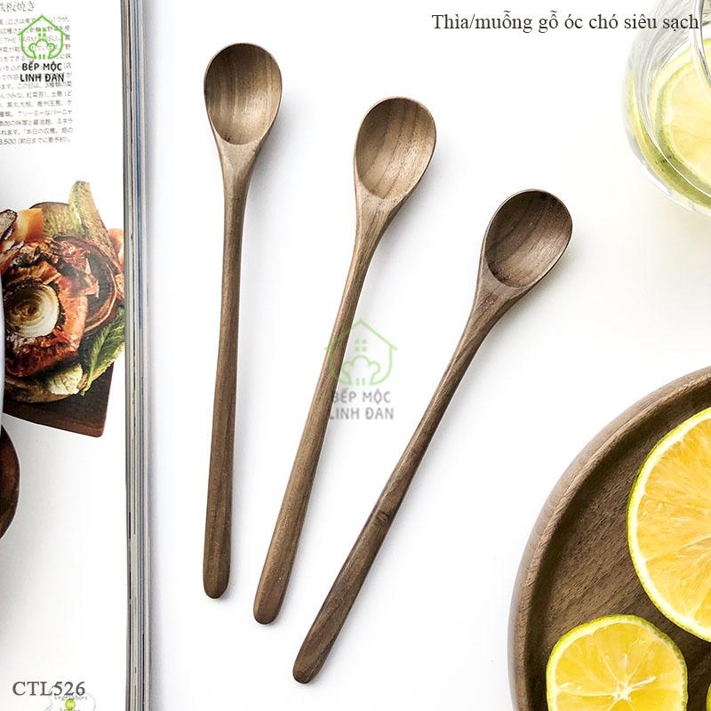 Muỗng/Thìa gỗ Óc Chó nhỏ chuôi / cán dài - thìa cafe/ sinh tố