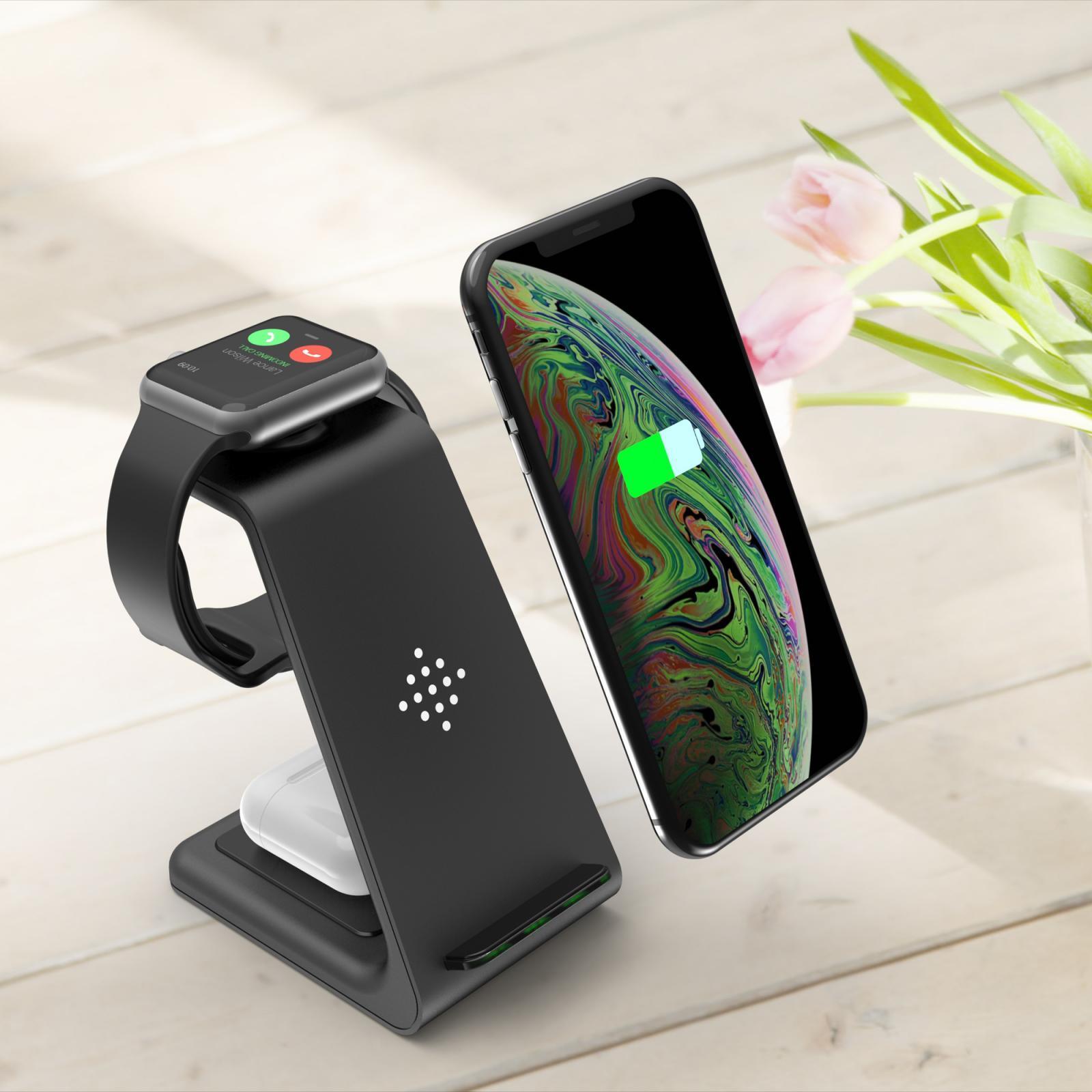 3 in 1 Qi Wireless Charger 10W Dock Station for Smartphone Watch Earbuds