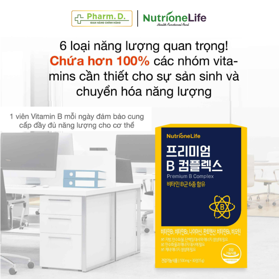 Viên Uống bổ sung Vitamin B Complex Giúp Giảm Căng Thẳng Mệt Mỏi, Suy Nhược NUTRIONELIFE Premium B Complex