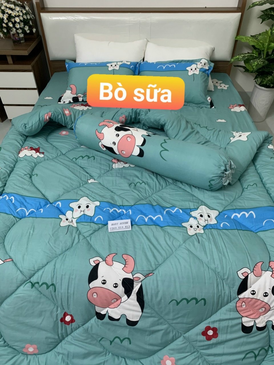 Bộ Ga Gối Chăn Phao Cotton Giá Rẻ 5 Món