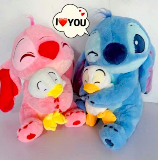 Thú nhồi bông Stitch ôm vịt dễ thương - Size từ 40 đến 80cm - Quà tặng gấu bông Stitch êm mịn cho bé