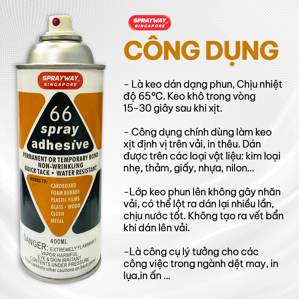SPRAY ADHESSIVE | HÀNG CHÍNH HÃNG KEO XỊT DẠNG PHUN SƯƠNG SS 66