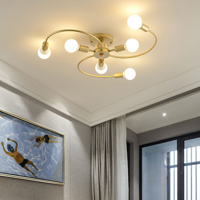 Đèn trần LERAT loại 6 bóng hiện đại trang trí nội thất sang trọng - kèm bóng LED chuyên dụng - .