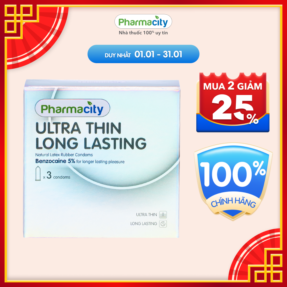 Bao Cao Su Pharmacity Ultra thin Long Lasting N