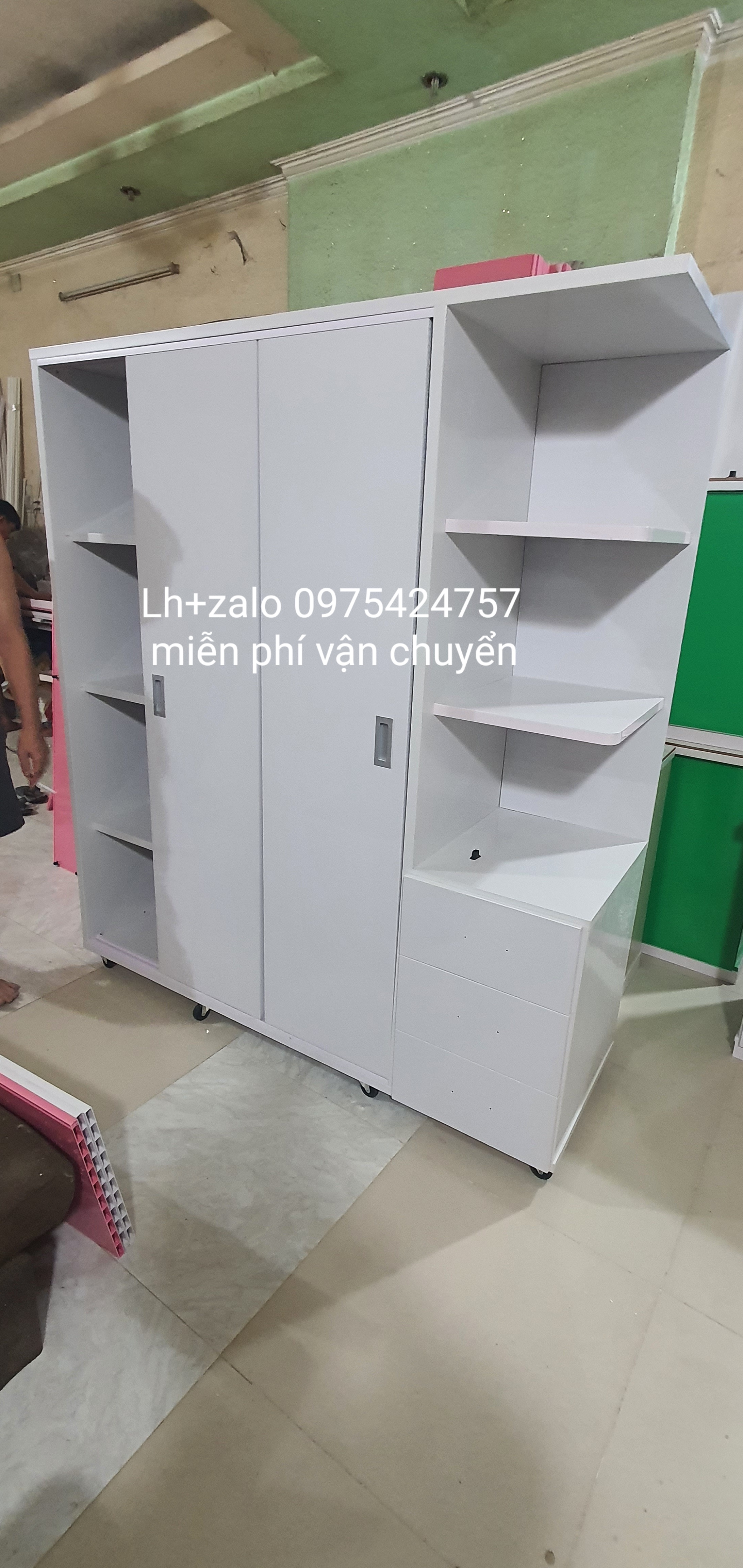 Tủ nhựa đài loan 3 cánh 1 kệ cửa lùa