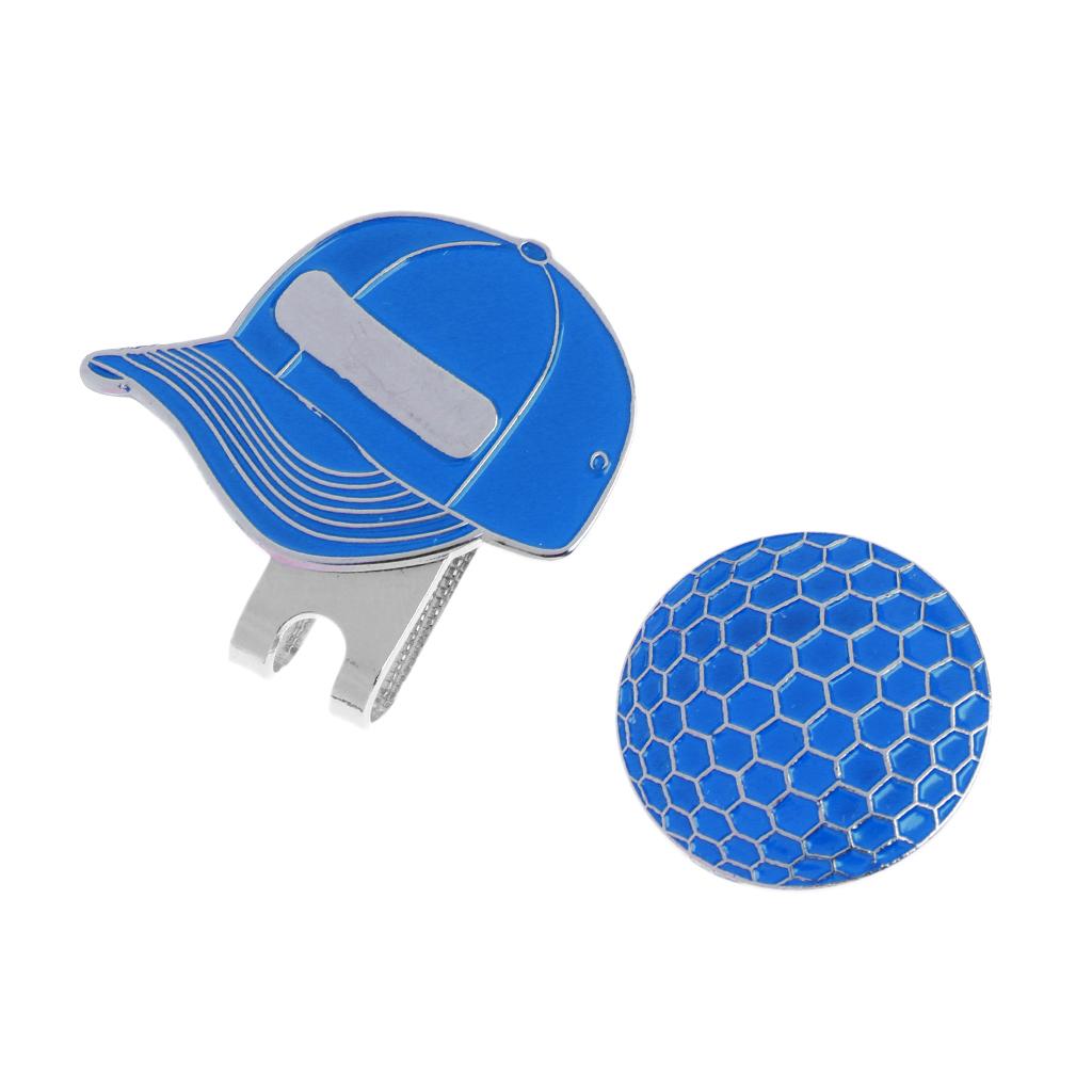 2 Sets of Fashion Cap Stainless Steel Golf Hat Clip Magnetic with Ball Marker
