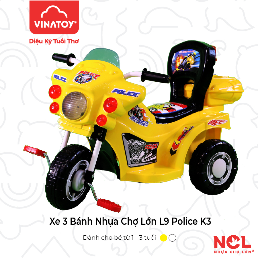 Xe 3 Bánh Nhựa Chợ Lớn L9 Police K3 - M1671-X3B