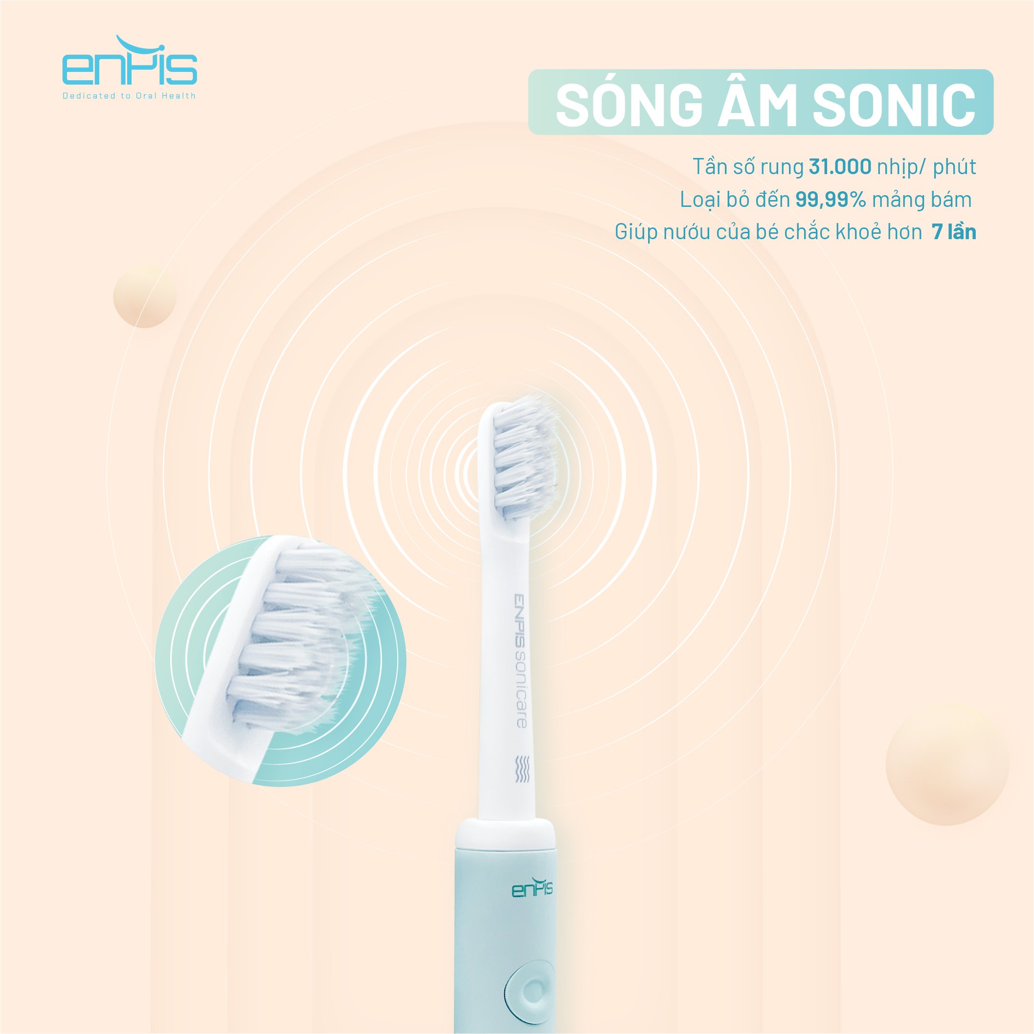 Bàn Chải Điện, Bàn Chải Đánh Răng Điện Trẻ Em Enpis T2131, Công Nghệ Sóng Âm Sonic, Kháng Nước IPX7, Lông Bàn Chải Với Công Nghệ DuPont Mềm Mại, Giúp Răng Luôn Sạch Và Bóng, Tích Hợp 3 Chế Độ, An Toàn Cho Bé – Hàng Chính Hãng