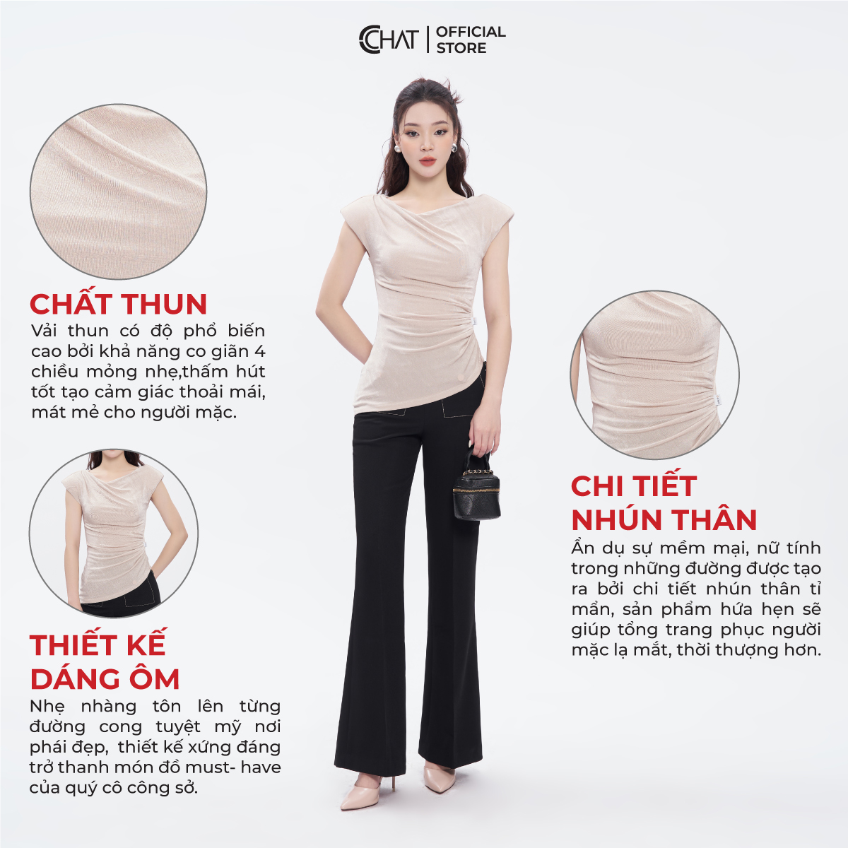 Áo Kiểu Nữ  Vạt Xéo Nhún Eo Chất Thun Cao Cấp Mềm Mịn 53TNC2021OT