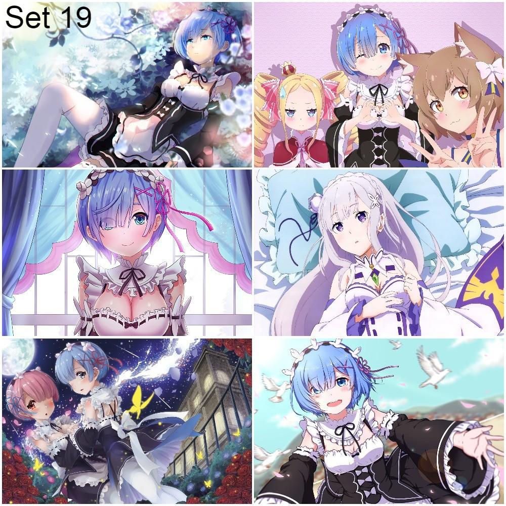 Bộ 6 Poster anime Re:Zero − Bắt đầu lại ở thế giới khác - A3,A4,A5