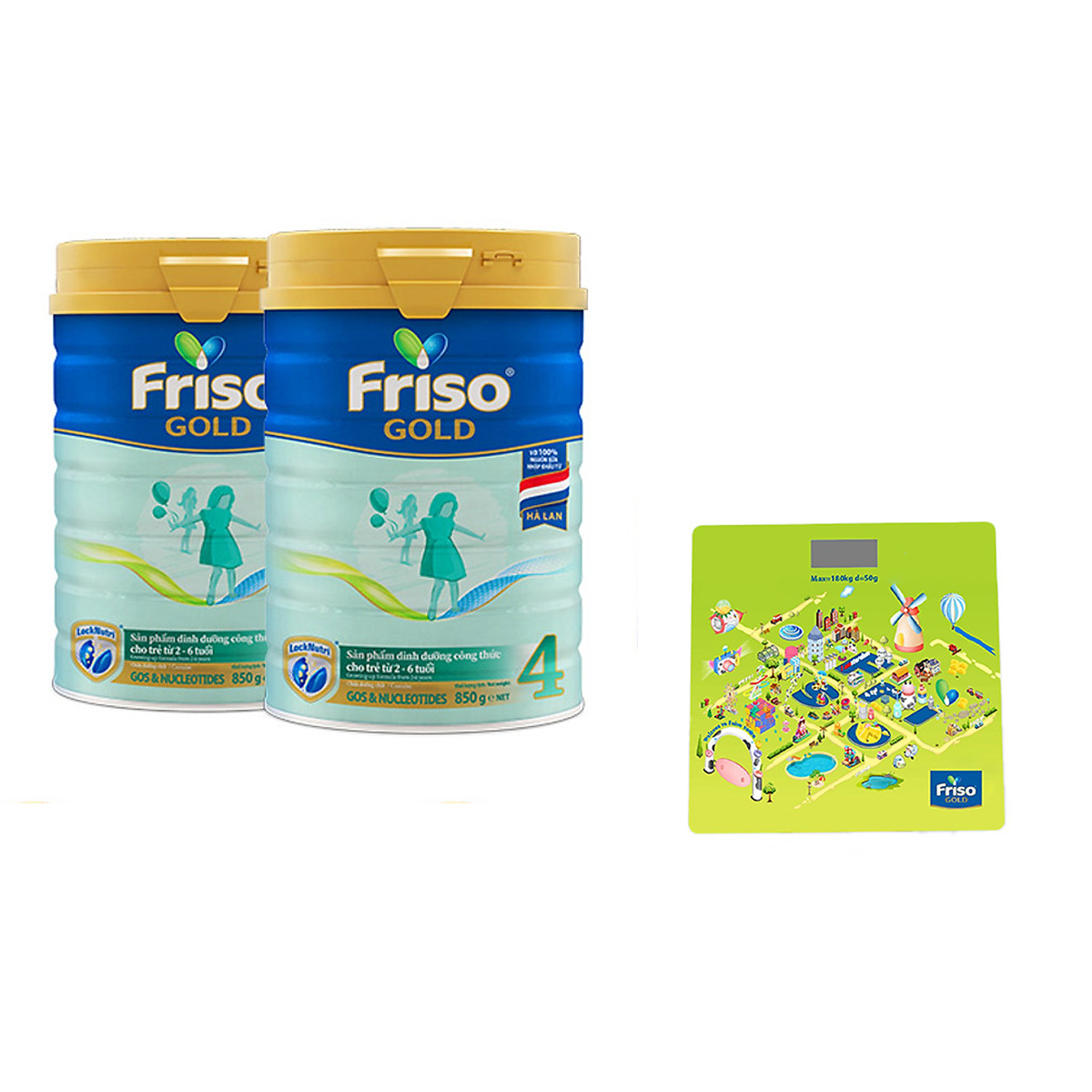 Combo 2 lon sữa Bột Friso Gold 4 850g + Tặng cân điện tử Friso mới
