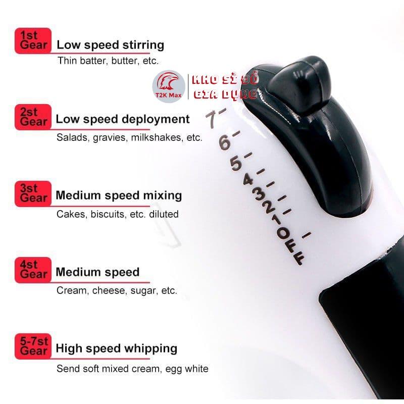 Máy đánh trứng cầm tay 7 tốc độ điều chỉnh công suất 260W kèm 4 que đánh trứng cao cấp không gỉ HG6633