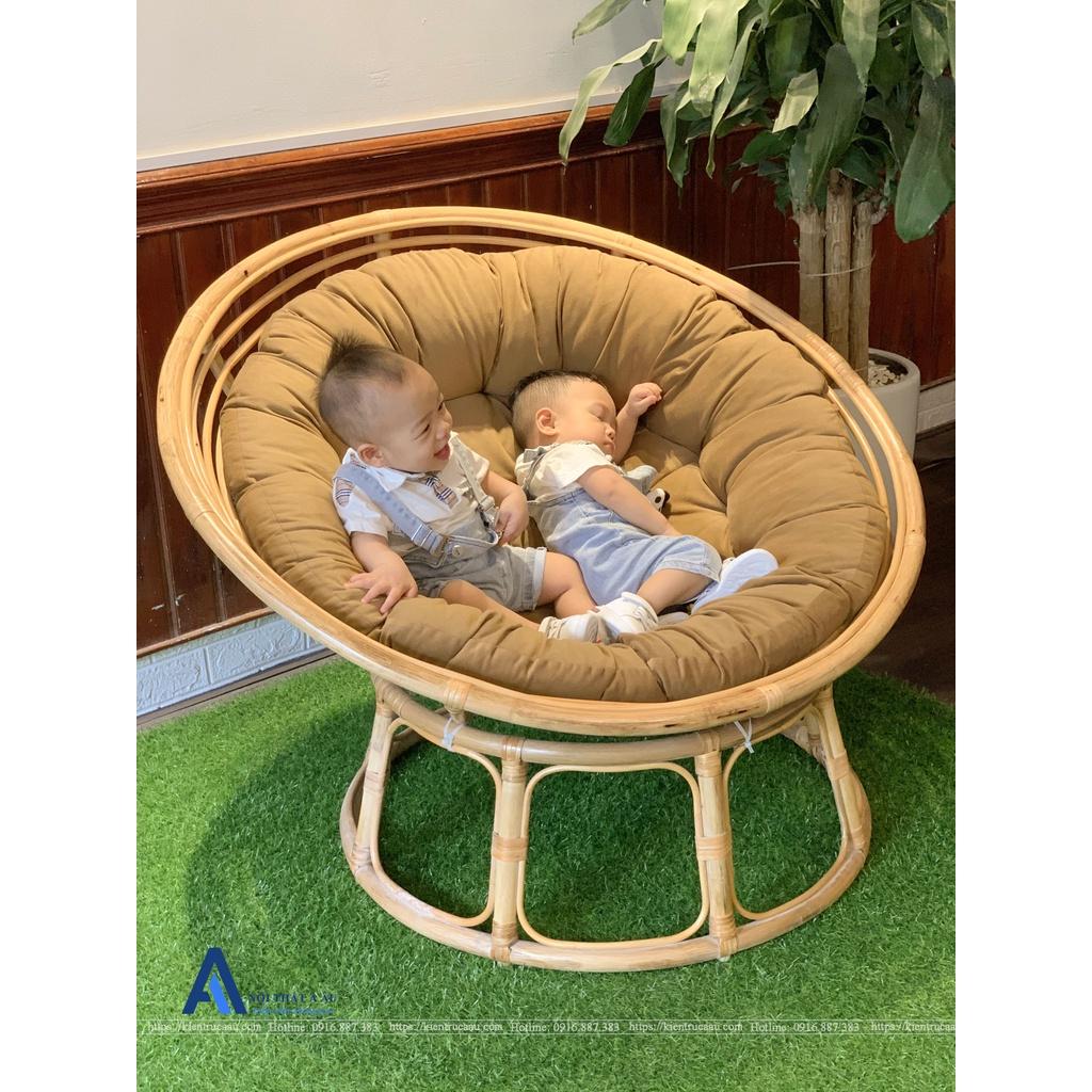 GHẾ MÂY PAPASAN KÈM VẢI BỐ CAO CẤP" CAM KẾT MÂY 100%", thư giãn đọc sách