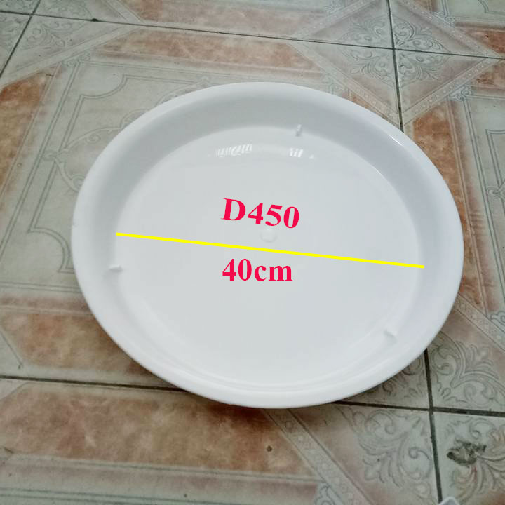 3 Khay Đĩa nhựa Lót Chậu Trồng Cây Cảnh Hoa Màu Trắng D450