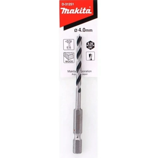 Hình ảnh Mũi khoan gỗ chuôi lục giác D4x92mm Makita D-31251