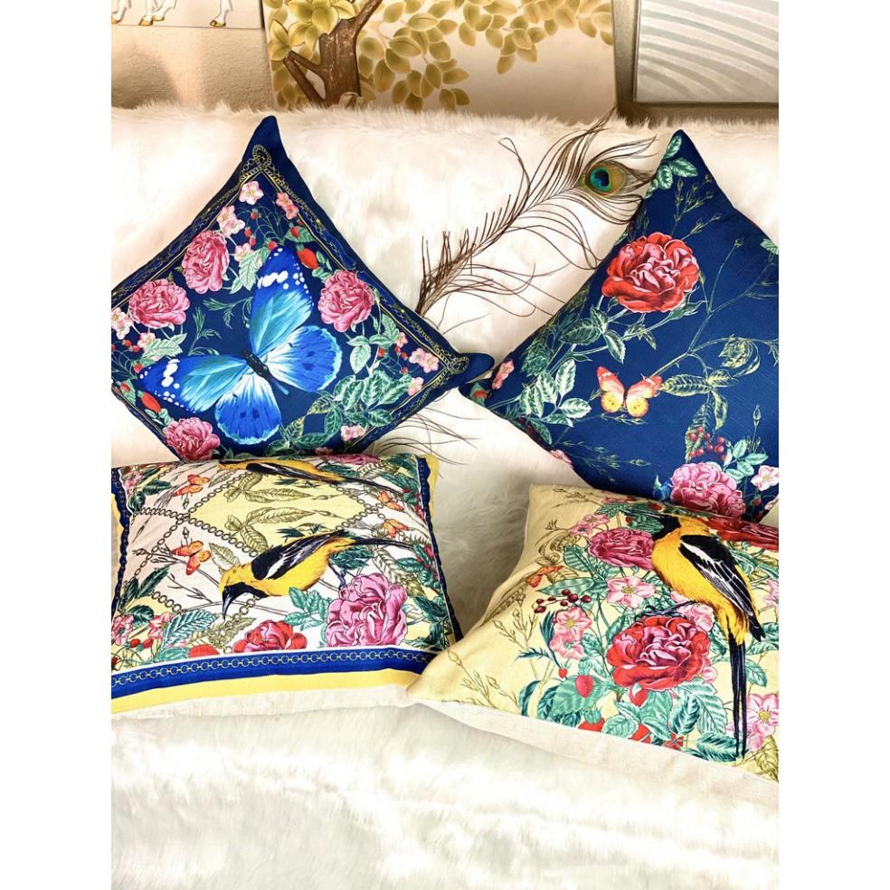 Gối Tựa Lưng | Gối Tựa Sofa, Gối Vuông Trang Trí In Hoạt Tiết Hoa Lá Hiện Đại Kích Thước 45x45cm