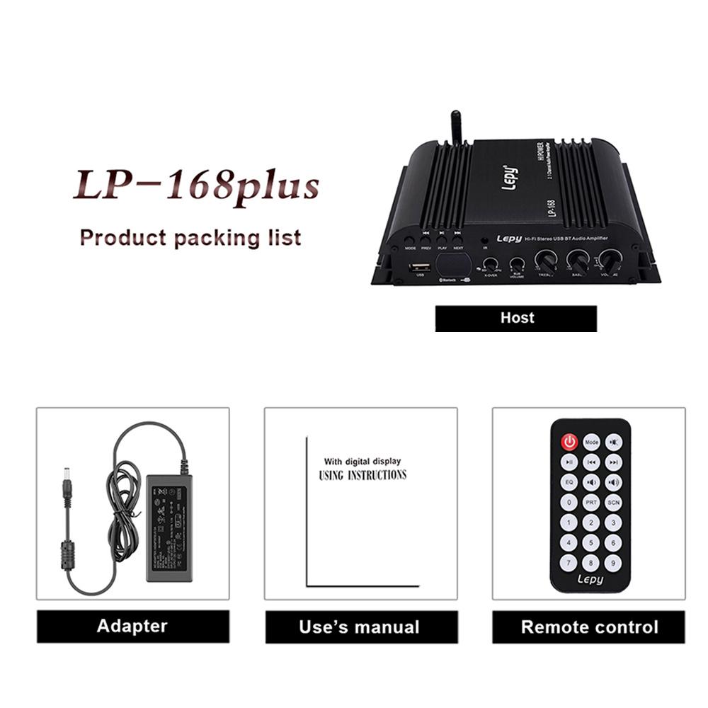 Bộ khuếch đại âm thanh kỹ thuật số âm thanh nổi Lepy HiFi 2.1 siêu trầm, công suất BT 45W * 2 + 68W * 1 - Đen - Phích cắm US