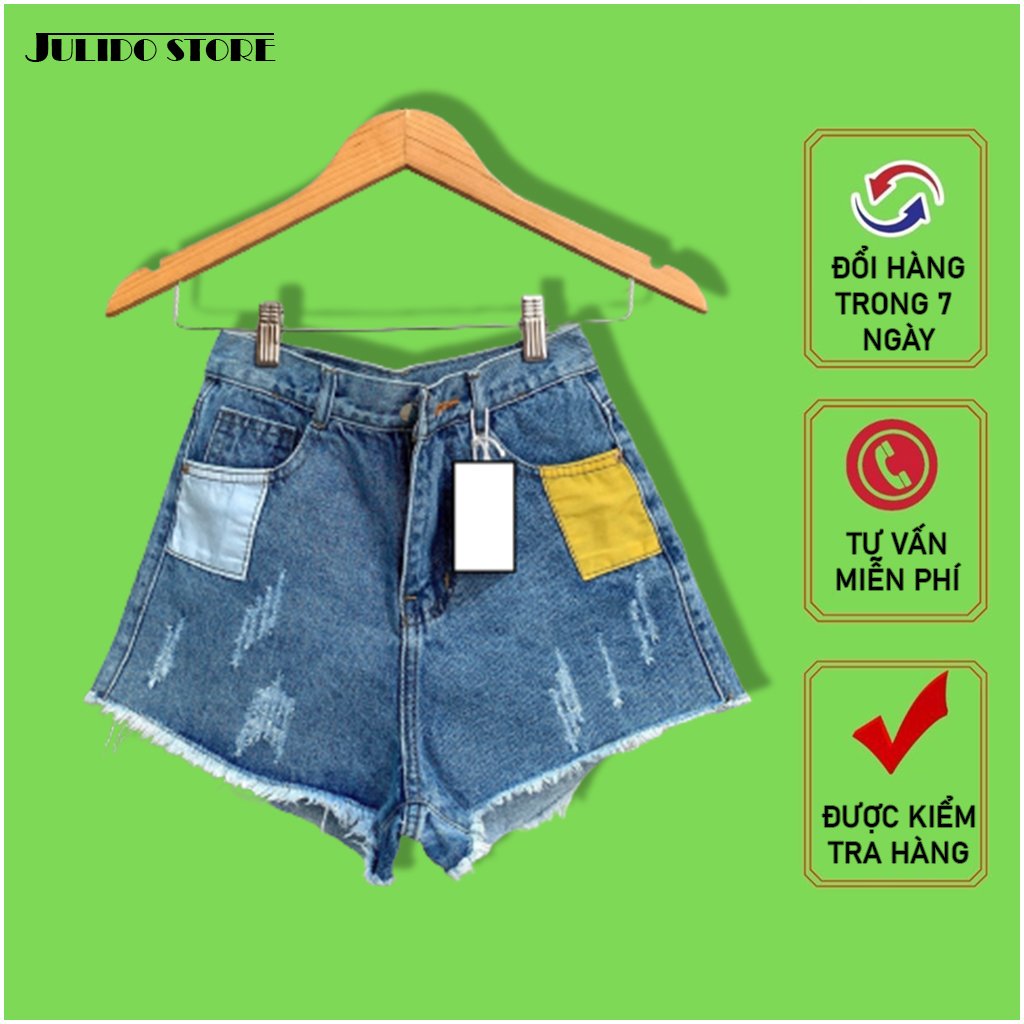 Quần short nữ lưng cao Julido S05 chất jean, một màu, ba kích thước thời trang trẻ trung