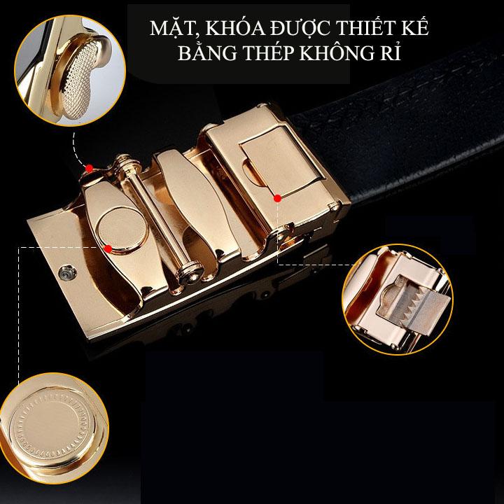 Thắt Lưng Nam Da Bò Thật 100 % , Khóa Tự Động Hình Con Ngựa Chống Gỉ Bền Đẹp Sang Trọng QN - L 096