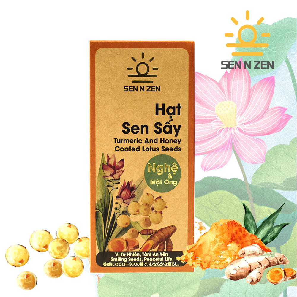 Combo 5 hộp sen sấy phủ vị 40g Nam Xanh ( lá tía tô, dừa mật ong, nghệ mật ong, gấc mật ong, gừng mật ong)
