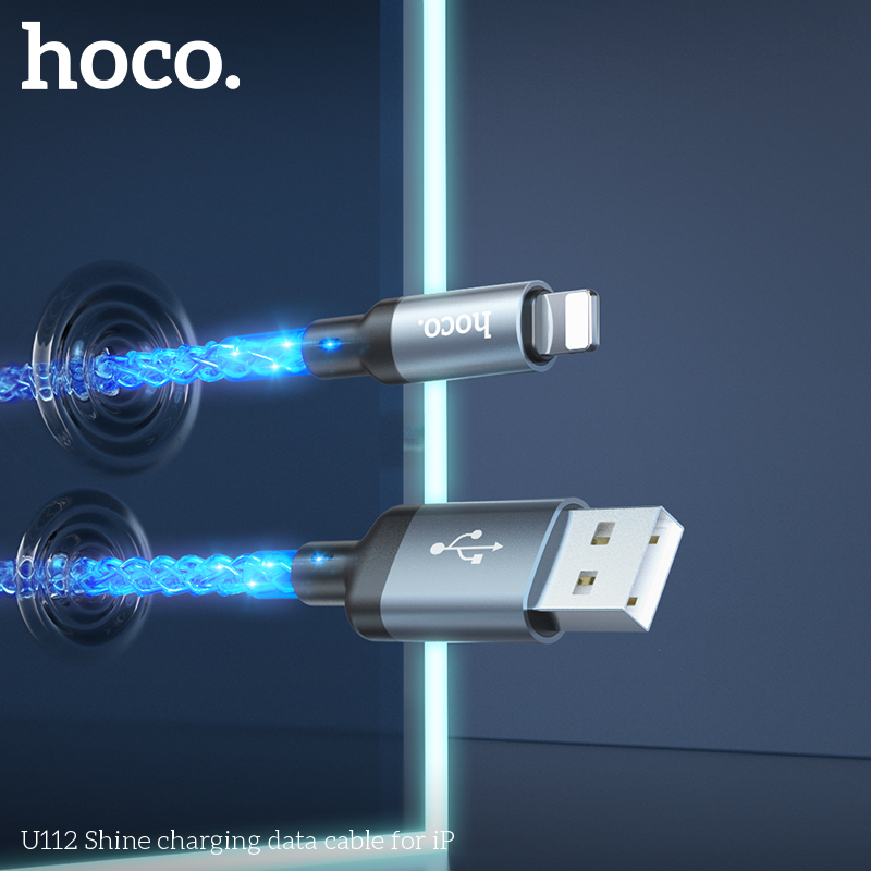 Cáp Sạc Nhanh Đổi Màu Dành Cho Hoco Shine U112 2.4A Cổng LN Dây Dài 1M Hàng Chính Hãng