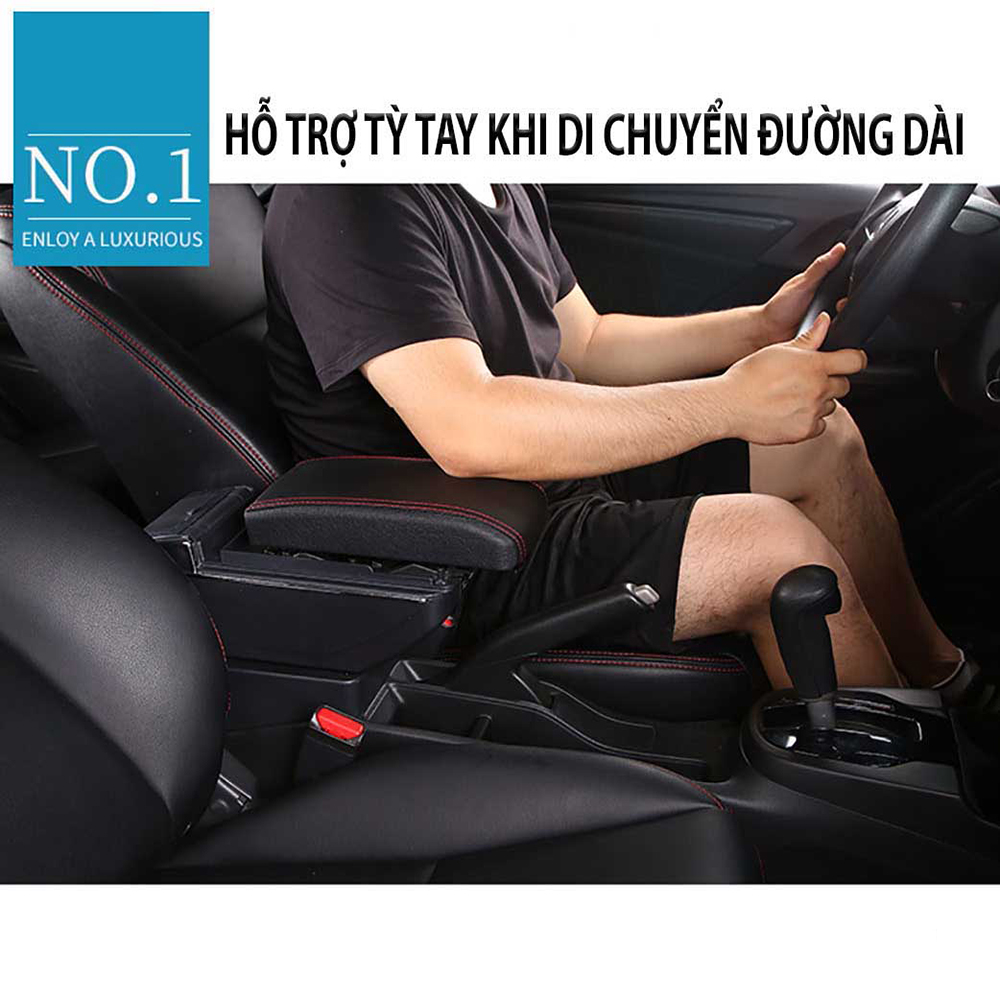 Hộp tỳ tay ô tô, xe hơi cao cấp dùng cho xe Toyota Vios 2008-2017 tích hợp 7 cổng USB