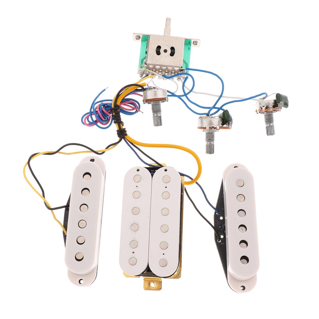 Prewired 6 String Guitar Single Coil Pickup Humbucker Pickup 3 Way Toggle Switch with Volume&Tone Control Knobs