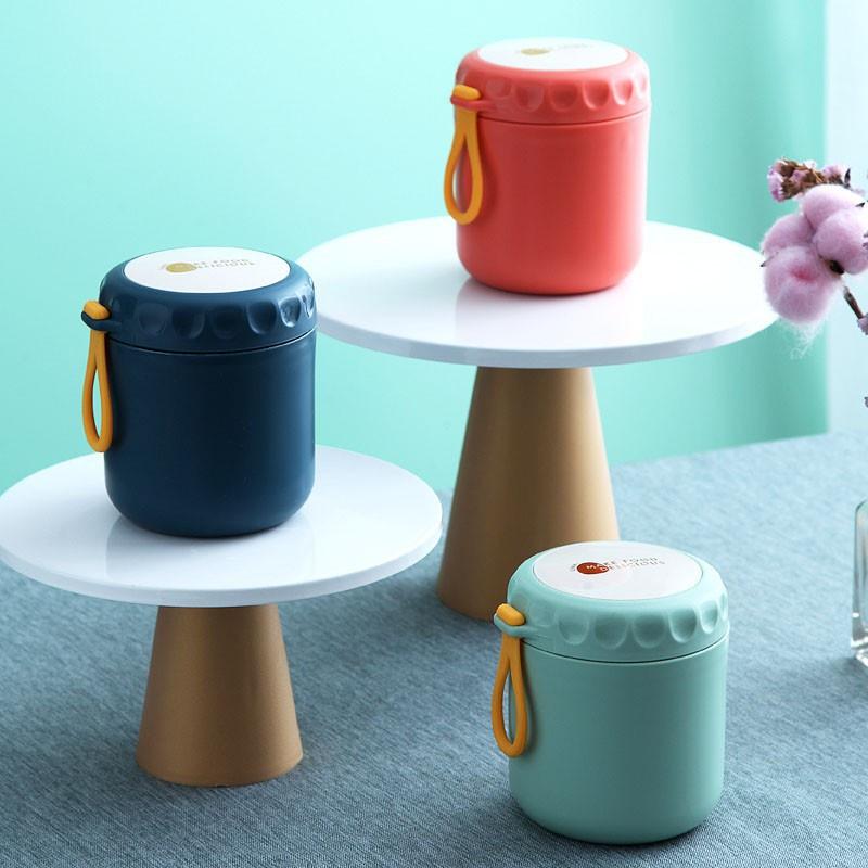 Bình cháo giữ nhiệt cao cấp lõi thép không gỉ tặng kèm muỗng xinh