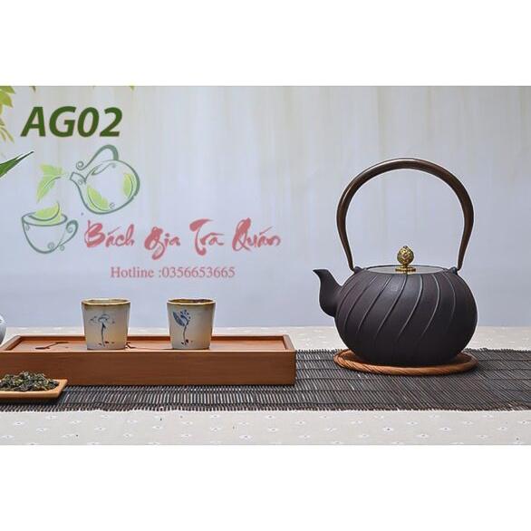 Ấm Gang Tetsubin - Đúc Thủ Công - Quai Đồng - Dung Tích 1200ml