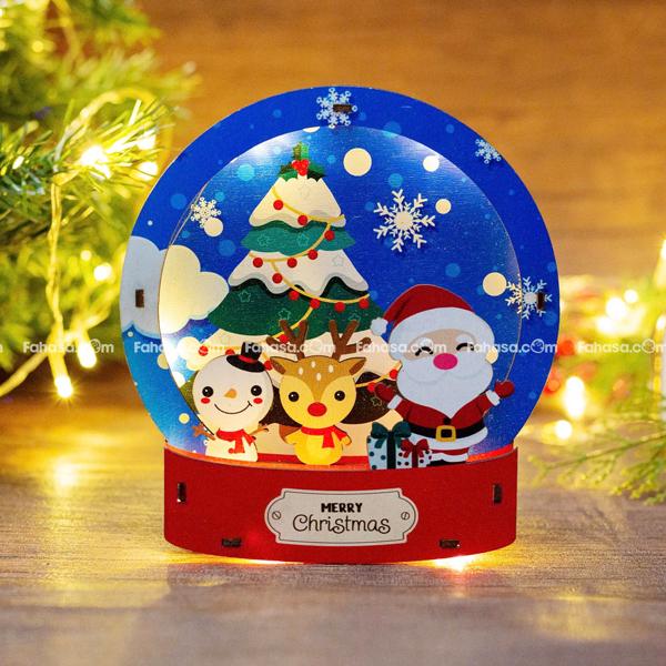 Đèn Gỗ Trang Trí Giáng Sinh - Bách Mộc - Quả Cầu Tuyết Màu Xanh