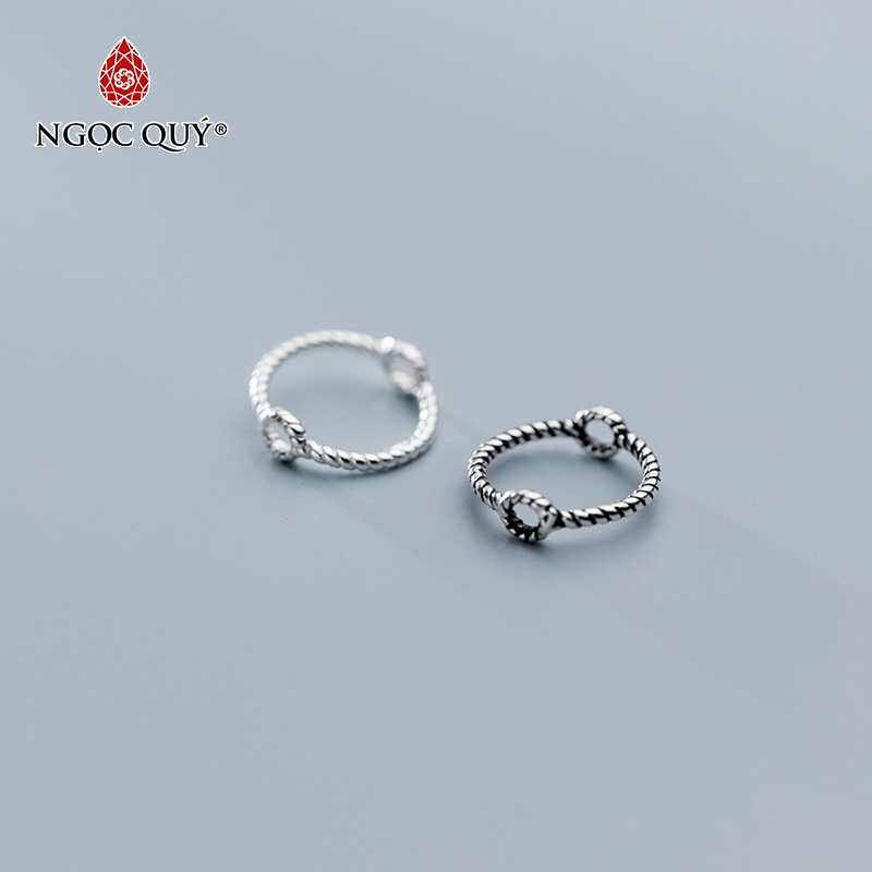 Charm bạc trắng tròn xoắn lồng hạt xỏ ngang - Ngọc Quý Gemstones