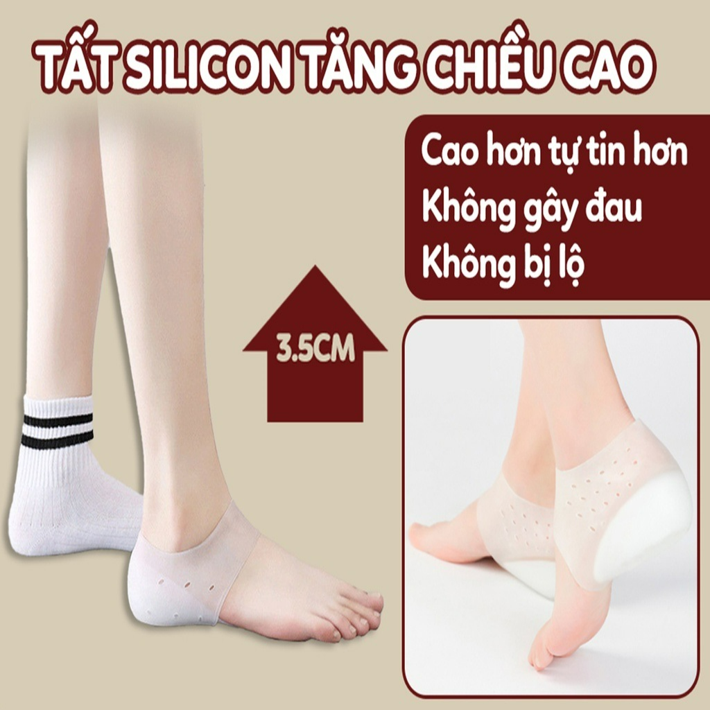 Miếng tất vớ độn lót giày tăng chiều cao silicon cho nam nữ 3.5 cm êm chân chống trượt - 1 Cặp