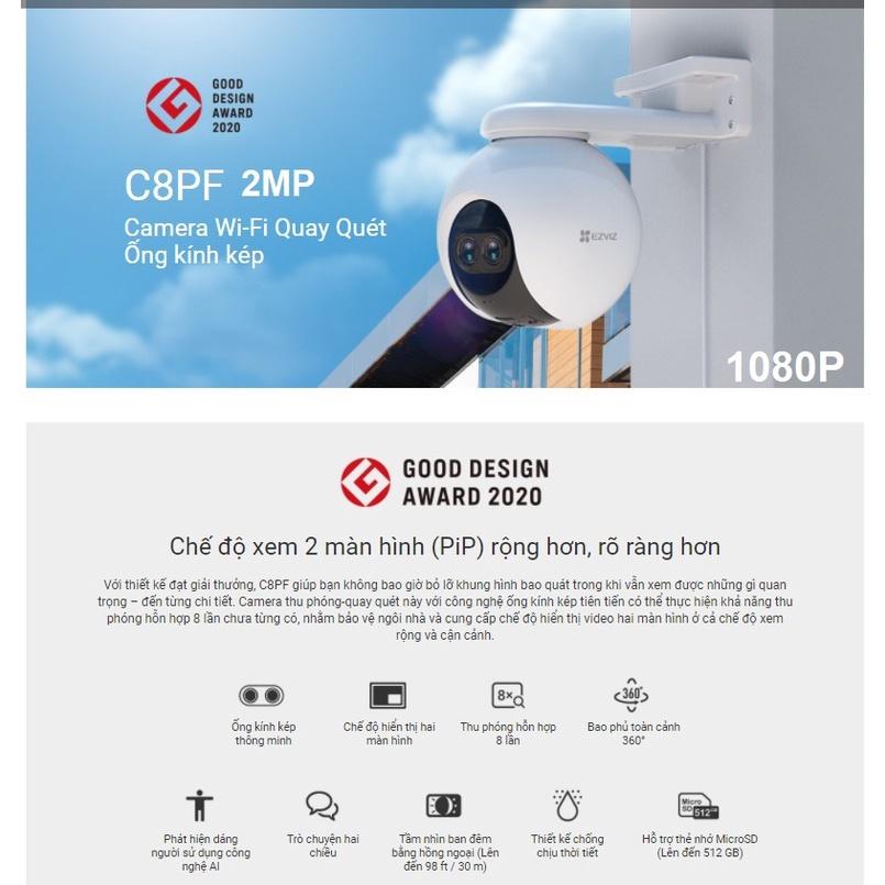 Camera Wifi  EZVIZ C8PF 2M 1080P Ngoài Trời Xoay Mắt Kép, Zoom 8x , Còi Hú Báo Động, Đàm Thoại - Hàng chính hãng