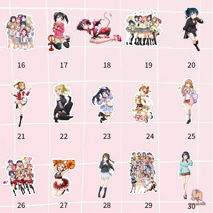 Miếng dán Stickers chủ đề Love Live