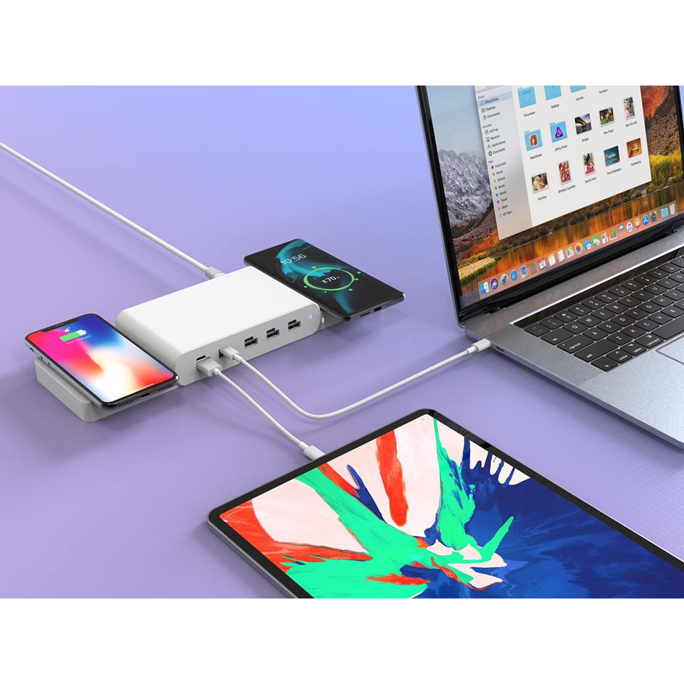 SẠC ĐA CỔNG MACBOOK, ĐIỆN THOẠI, TABLET HYPERJUICE ULTIMATE CHARGER 110W DUAL WIRELESS CHARGER 15W - Hàng chính hãng