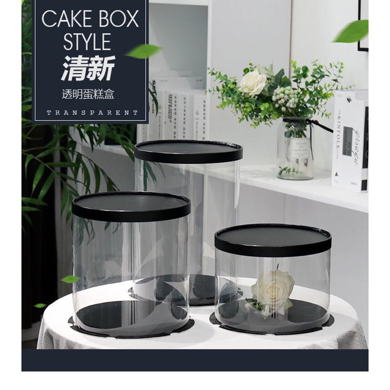Hộp mica hình trụ đựng bánh kem sinh nhật không kèm dây ruy băng
