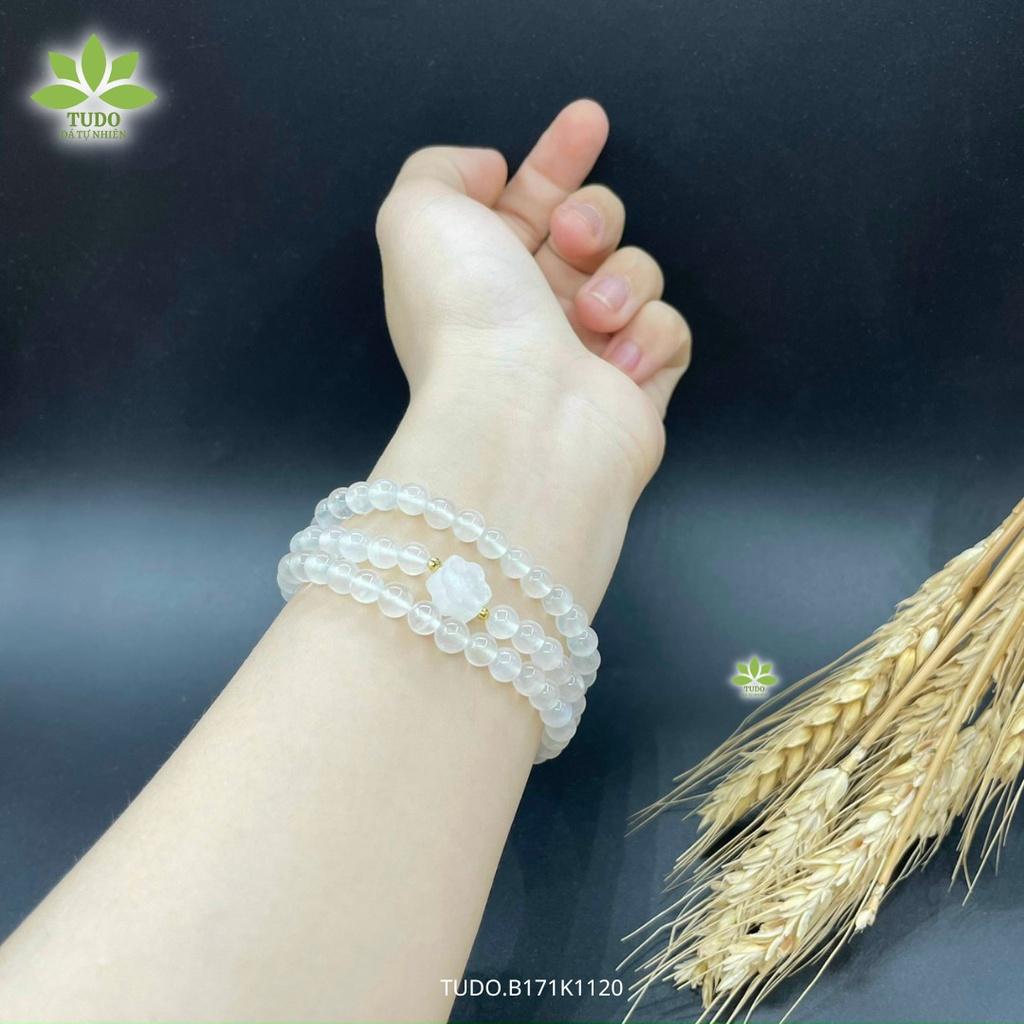 Vòng Tay Nữ Đẹp - Chuỗi Vòng Phong Thủy Mệnh Kim Thủy TUDO B171K1120 VCVMOON AU10K Charm Hoa Mẫu Đơn CDBN