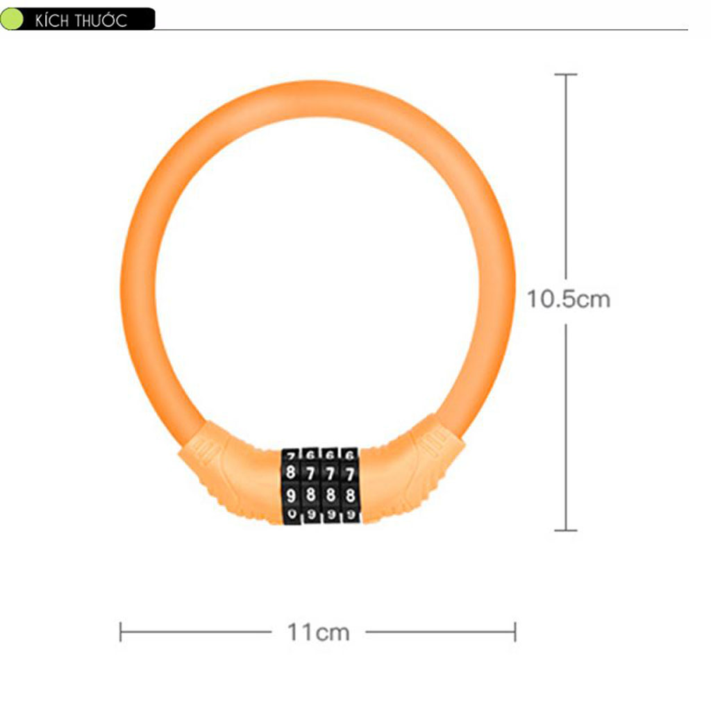 Khóa Số Xe Đạp 4 Số Mật Mã Vỏ PVC Bọc Lõi Thép (dạng tròn cứng) (mật khẩu mặc định 0000) Mai Lee