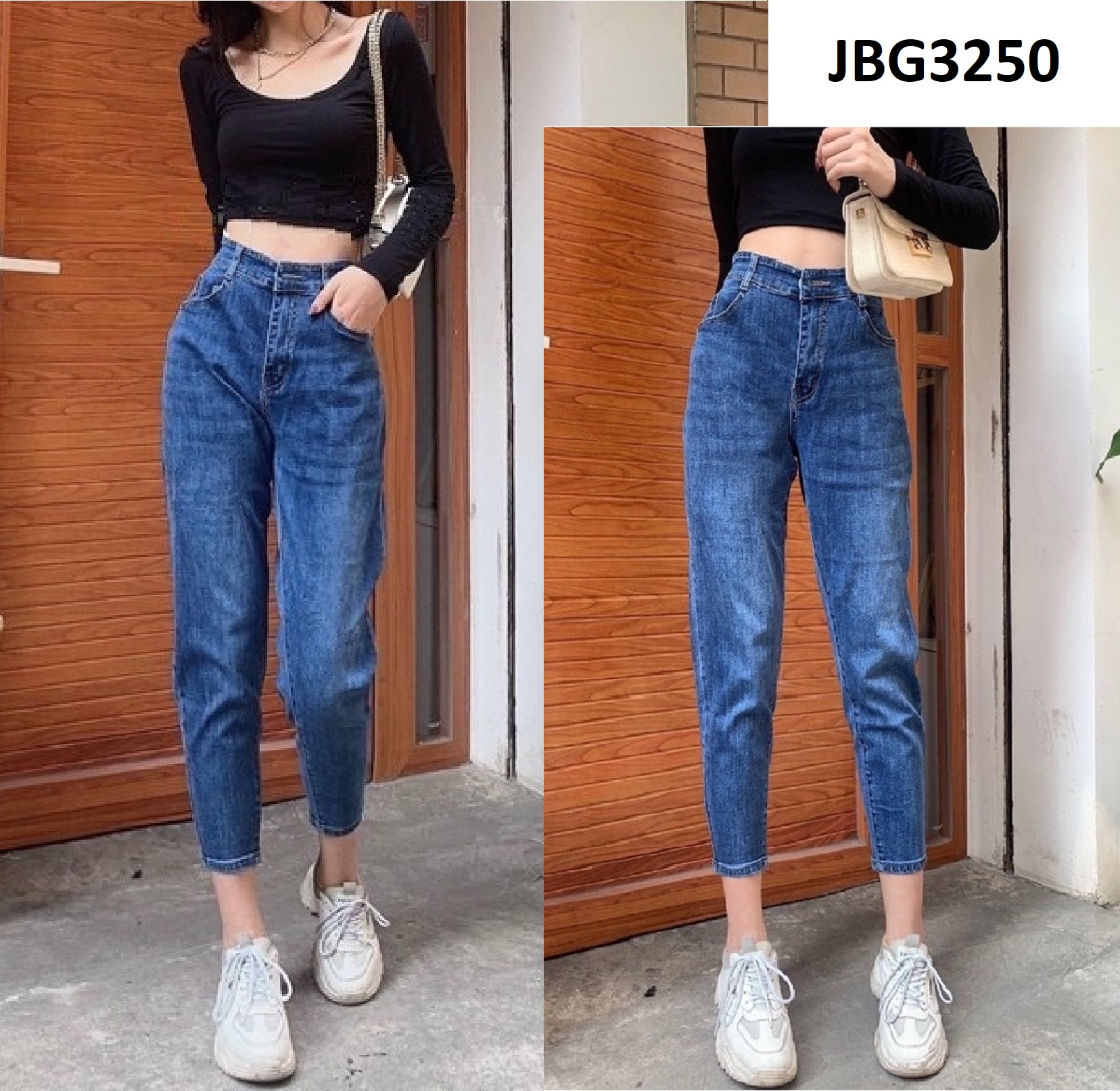 Quần Jeans Baggy Trơn Co Giãn JBG3250