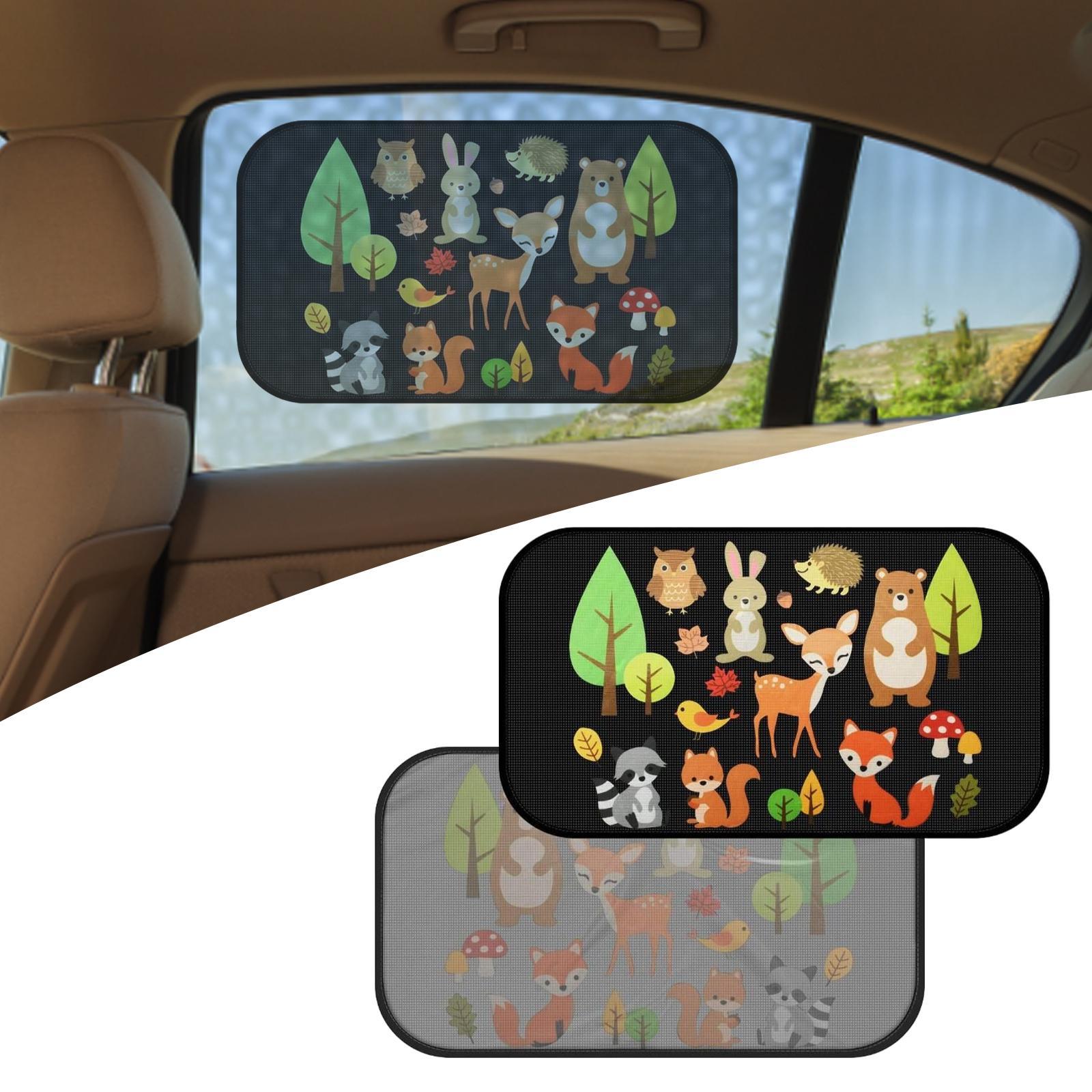 2 Pieces Car Window Sun Shades Fit Car Side and Rear Windows Privacy Curtain