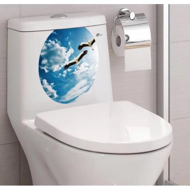 Decal dán Toilet - hình Chú Bò đen xinh xắn