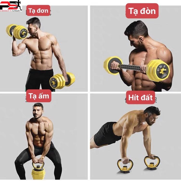 Bộ Tạ tay Hỗn Hợp Sắt 20-30-40KG 2 in 1 kết hợp tạ đẩy, tạ nam nữ tập gym thon tay,dụng cụ tập gym đa năng,