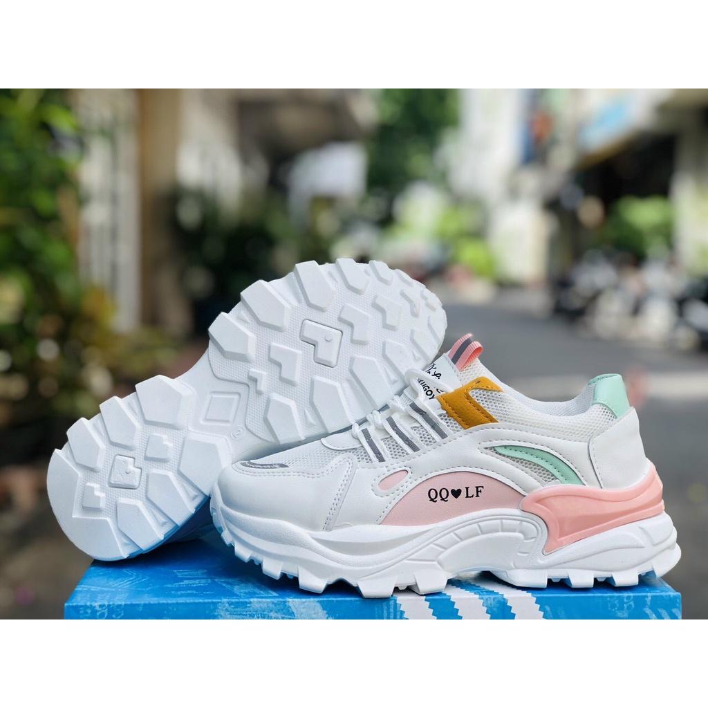 Giày sneaker nữ, giày thể thao QQLF viền phản quang đế tăng chiều cao size 35 đến 39