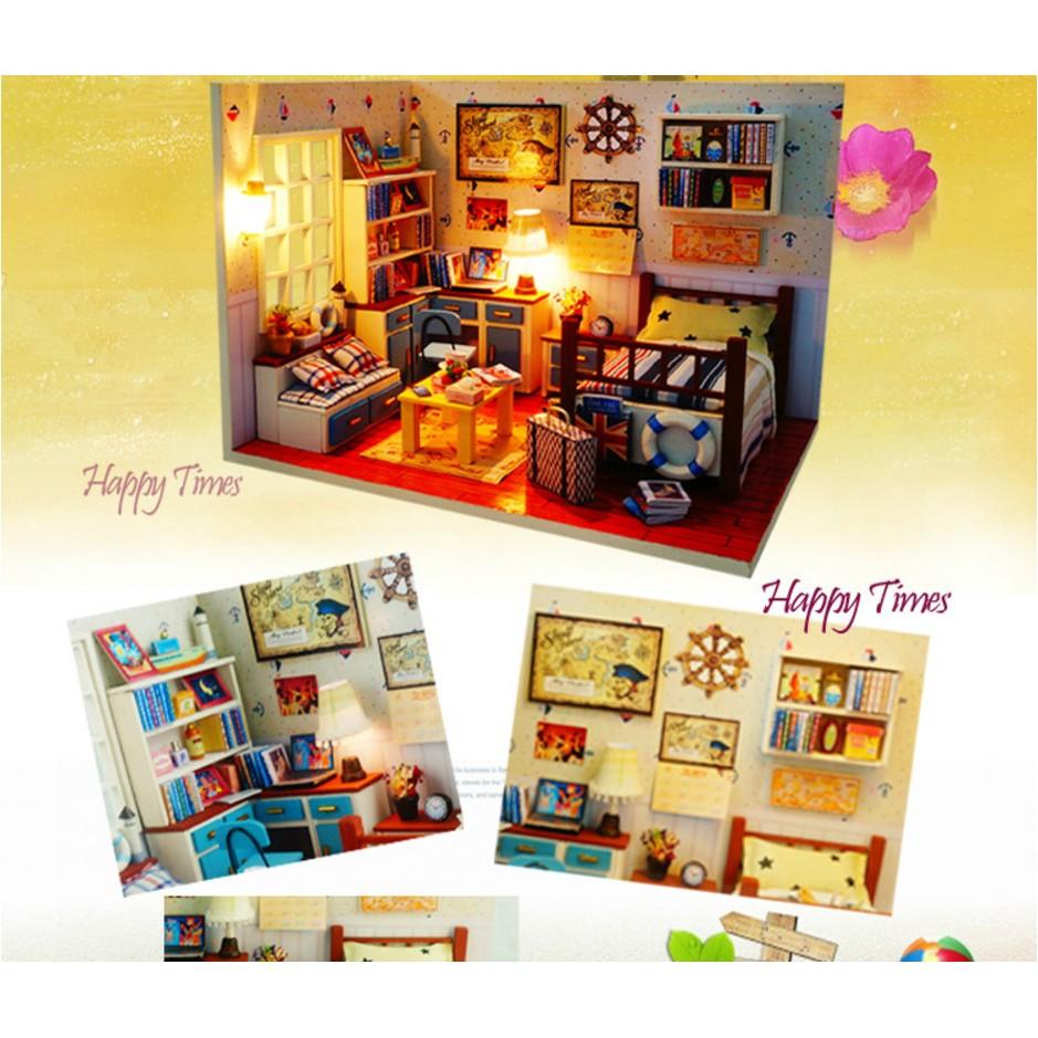 Mô hình phòng ngủ nhà búp bê I-DIY HAPPY TIME với tông màu rực rỡ bắt mắt