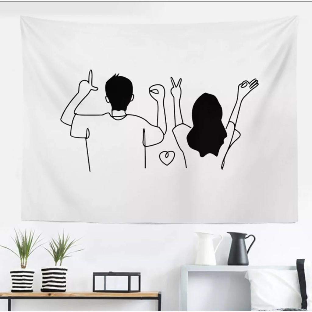 Tranh vải treo tường Decor phòng ngủ, tấm thảm treo tường vintage