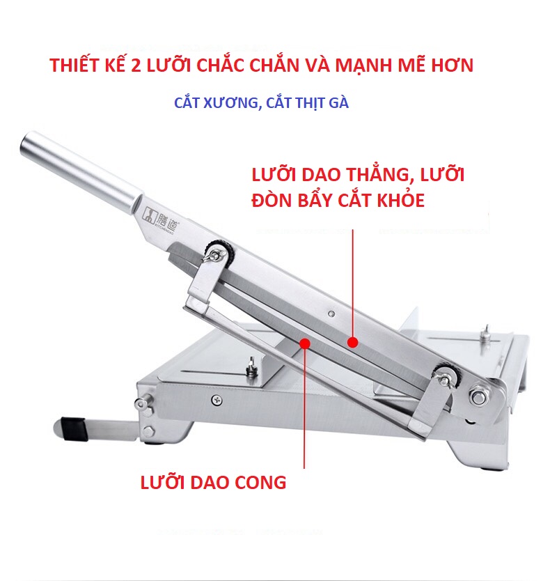 Bàn cắt thịt gà, cắt xương, thái thịt đông đá Đa Năng Cao Cấp - Bản đặc biệt 4.2 Kg. Lưỡi dao chặt gà dài 48 Cm