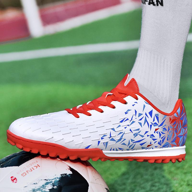Đàn ông Boots bóng đá chuyên nghiệp Unisex Đào tạo thể thao ngoài trời Đào tạo nóng hổi Cỏ cỏ chất lượng cao Color: White Red Shoe Size: 39