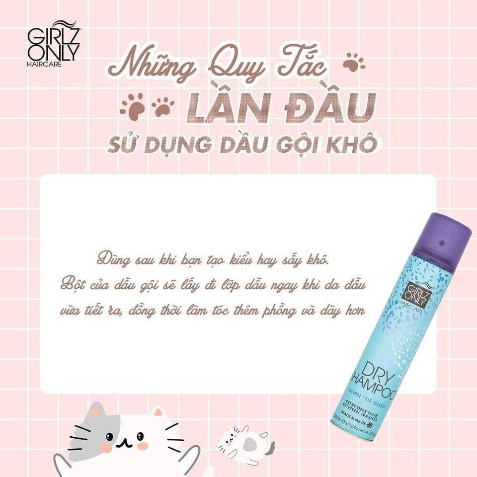 Dầu Gội Khô Giúp Tóc Sạch Dầu Và Bồng Bềnh Girlz Only Dry Shampoo 200ml - Dawn 'Til Dusk (Xanh)