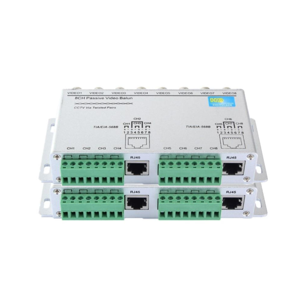 Bộ chuyển đổi cáp đồng trục sang cáp mạng lan rj45 8 kênh