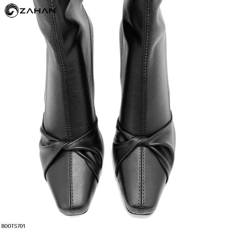 Boots cổ lửng, 7 cm, da mờ, nơ BOOTS701